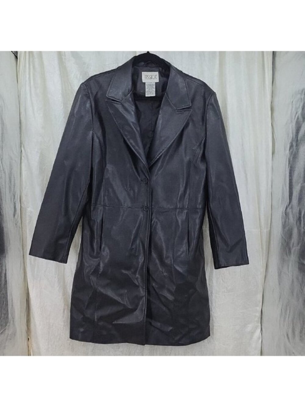 Faux Leather Trench Coat Women's Size Large Jessica